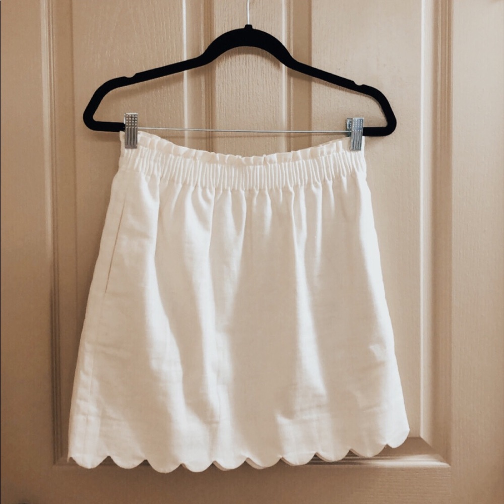 J.Crew Scalloped Linen-Cotton Skirt